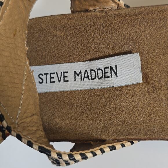 L Steve Madden Kimmie Flatform Espadrille Sandals Black Tan Womens Size 9 Jute - Picture 10 of 10